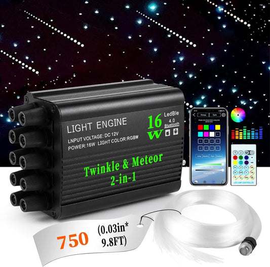 16W RGBW Twinkle & Meteor 2 in 1 Star Light Headliner Kit for Car Truck | Chinly.shop