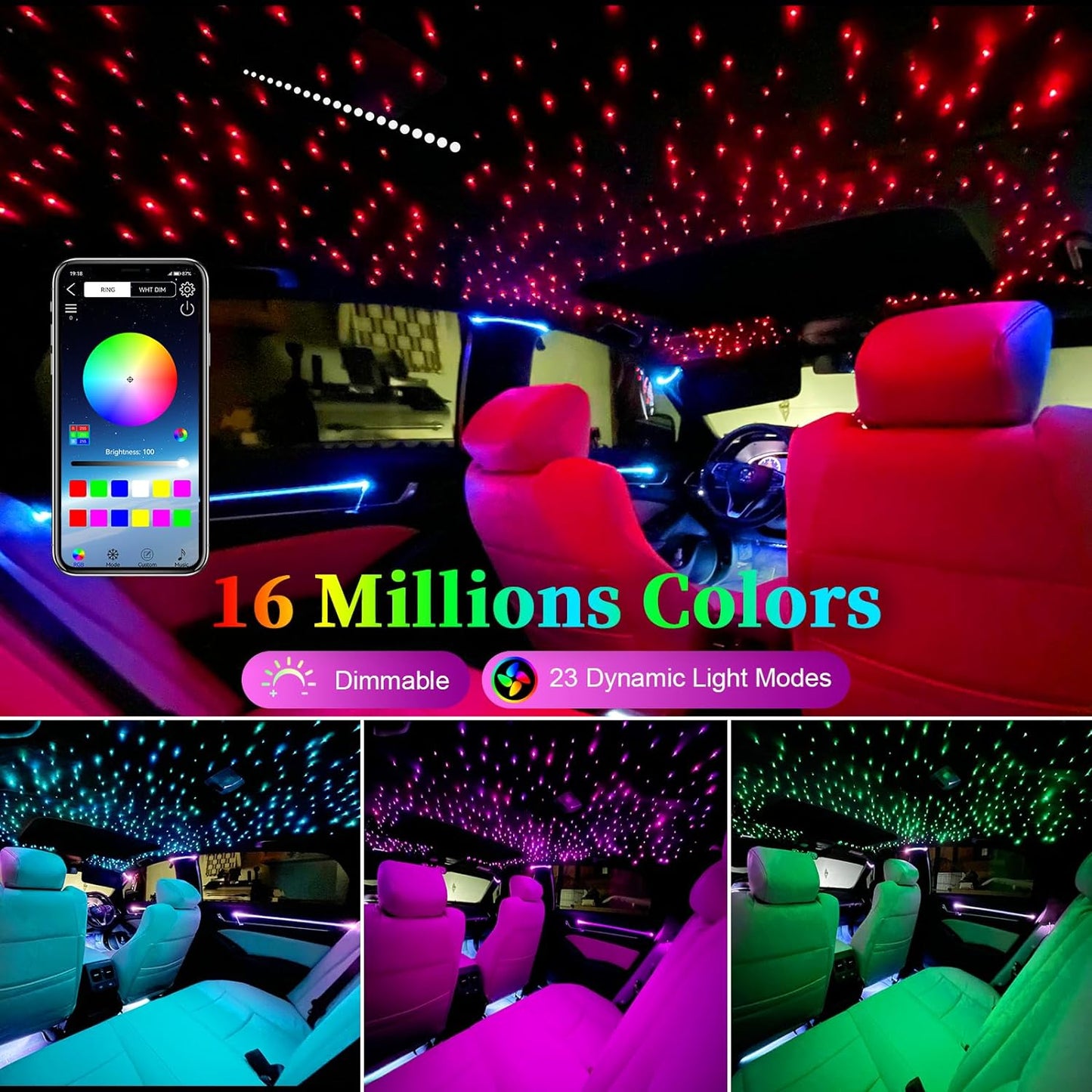 RGBW colors for 16W Twinkle & Meteor 2 in 1 Rolls Royce Star Lights | Chinly.shop