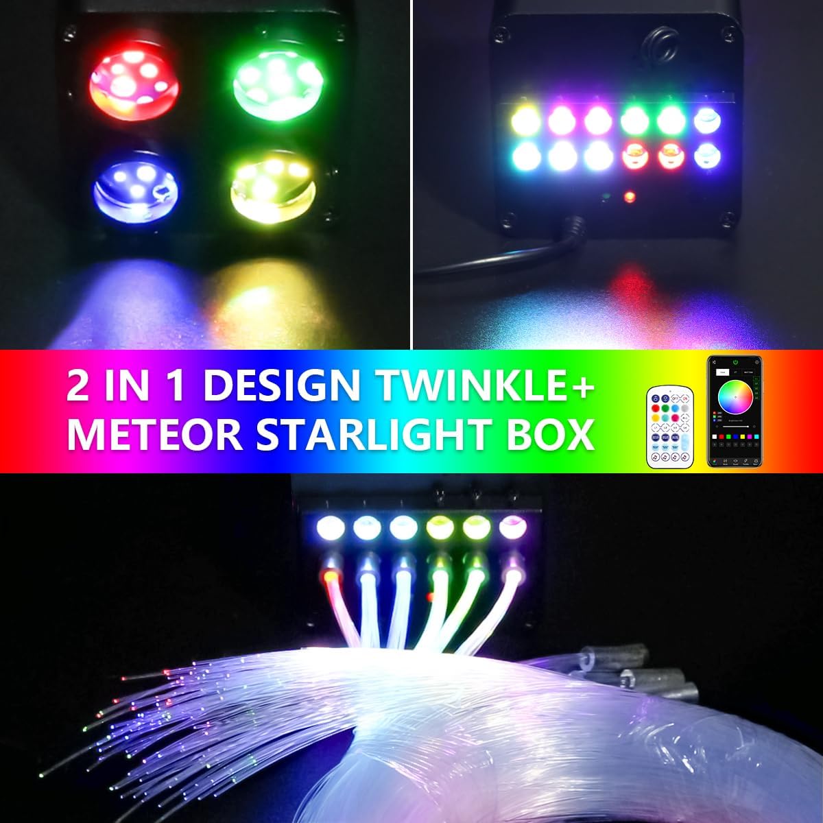 SANLI LED 2 in 1 Twink and Meteor 4 Color 36W RGBW Starlight Headliner Kits | Chinly.shop