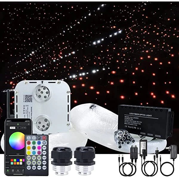 2*16W Dual Head Twinkle RGBW Fiber Optic Light Kit with Shooting Stars for Car Truck & Home Theaters | RollsRoyceStarRoofLights.com