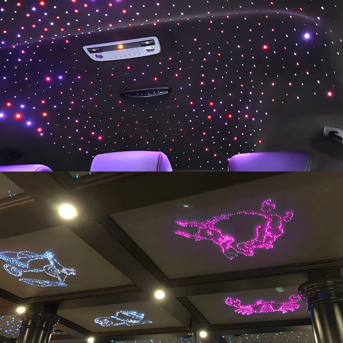 2*16W Dual Color Fiber Optic Star Ceiling Kit for Car Truck & Home Theaters with Bluetooth App/Remote Control