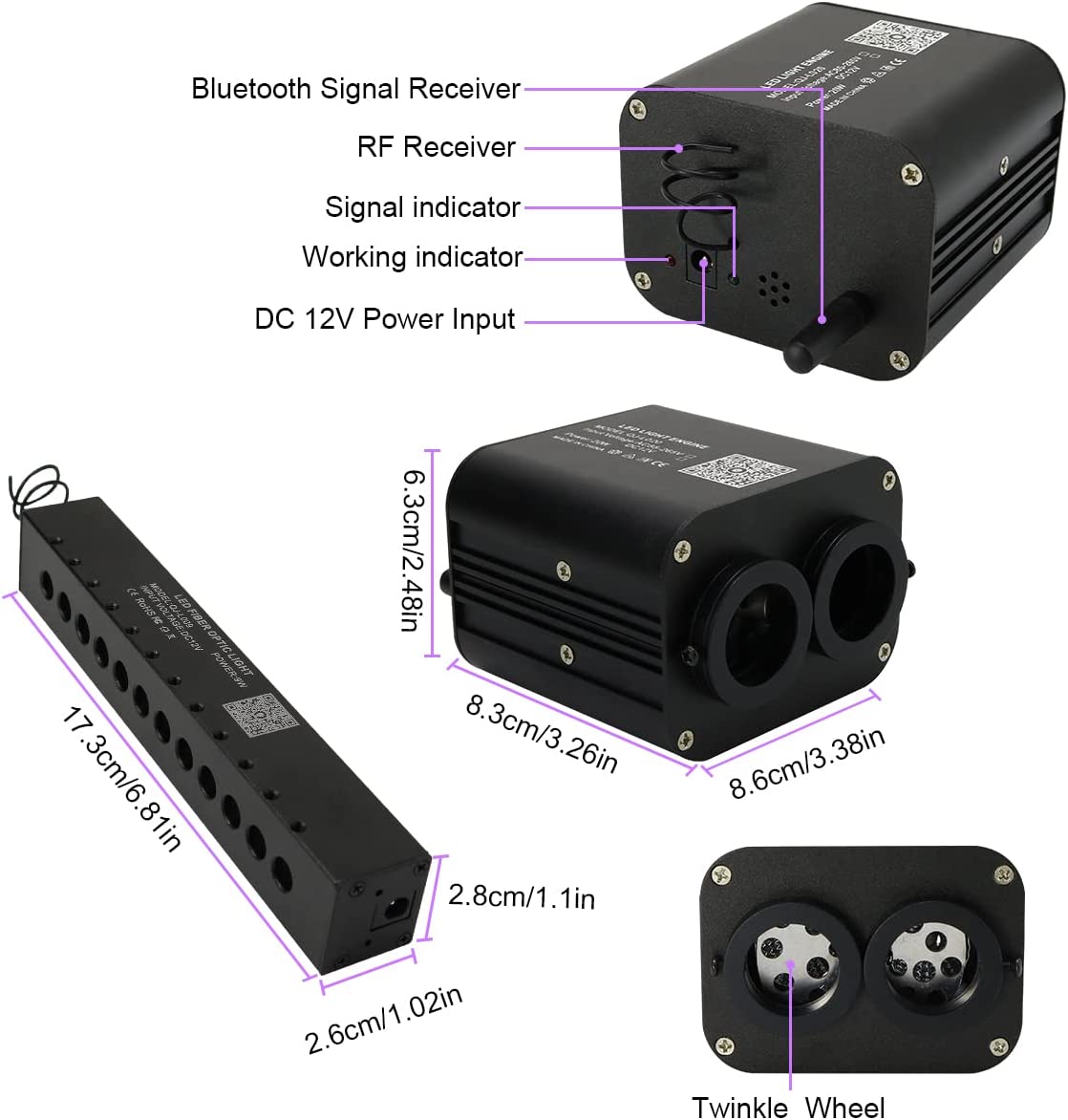 Smart Dual Color 2*10W Bluetooth Twinkle Rolls Royce Ceiling Star Lights with RGB Shooting Stars for Car Truck's Headliner