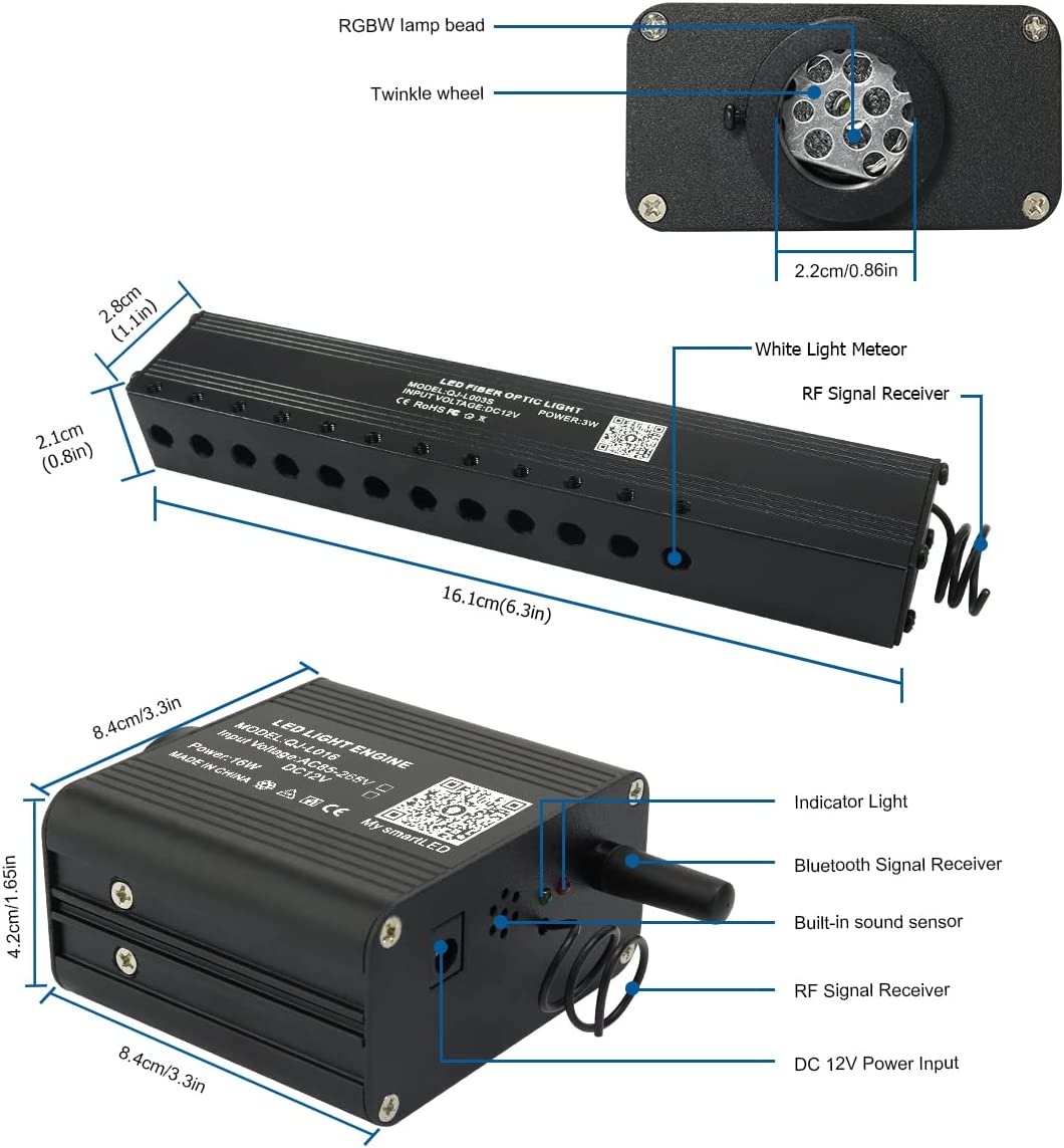 Smart 16W Rolls Royce Star Roof Lights for Car Truck SUV with Bluetooth App/Remote Control