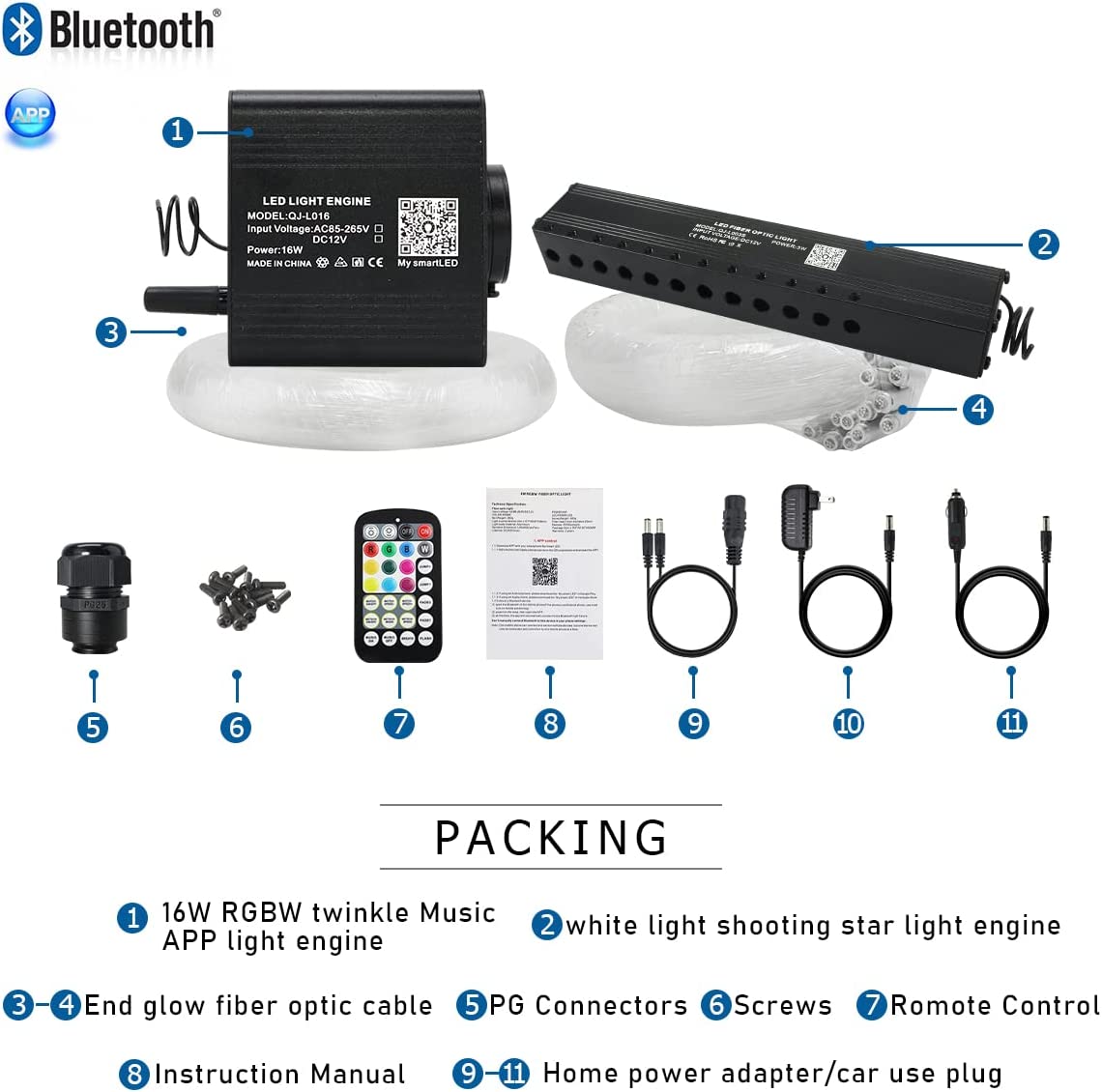 Smart 16W Rolls Royce Star Roof Lights for Car Truck SUV with Bluetooth App/Remote Control