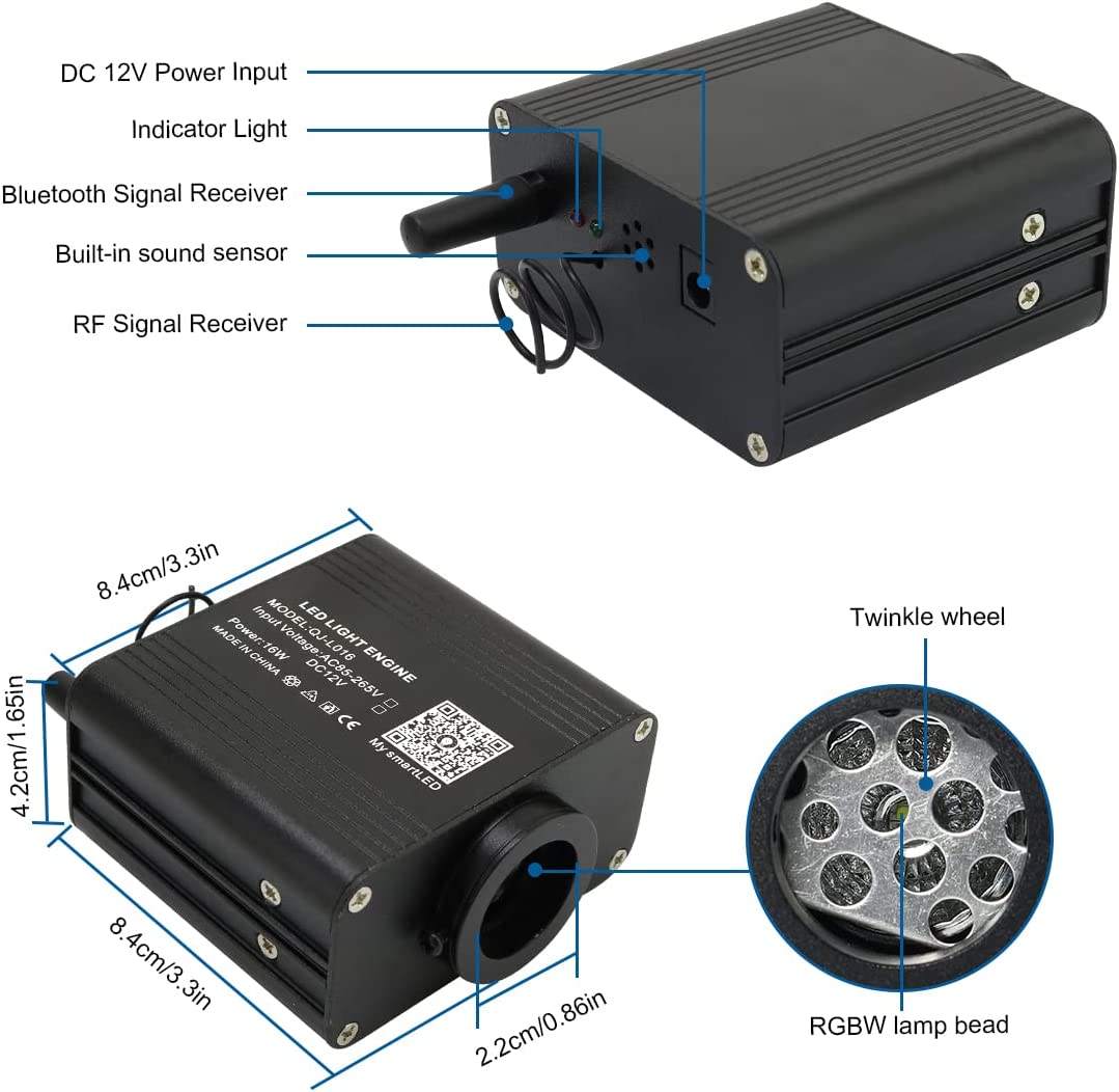 Smart 16W Rolls Royce Star Roof Lights for Car Truck SUV with Bluetooth App/Remote Control