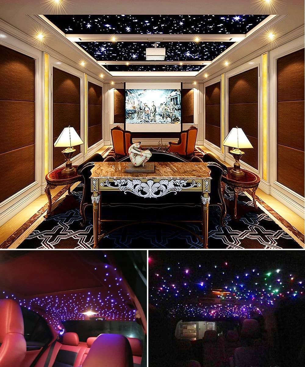2*8W Twinkle RGBW Fiber Optic Ceiling Lights for Car Truck with Bluetooth App/RF Control