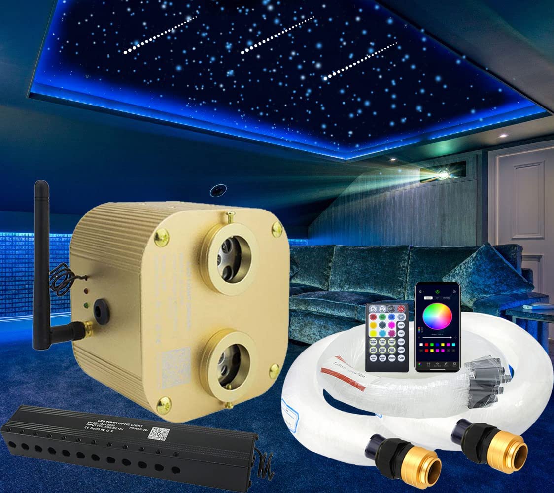 2*10W Dual Head Twinkle RGBW Fiber Optic Star Light Headliner kit for Car Truck SUV & Boat Yacht with Meteor | RollsRoyceStarRoofLights.com