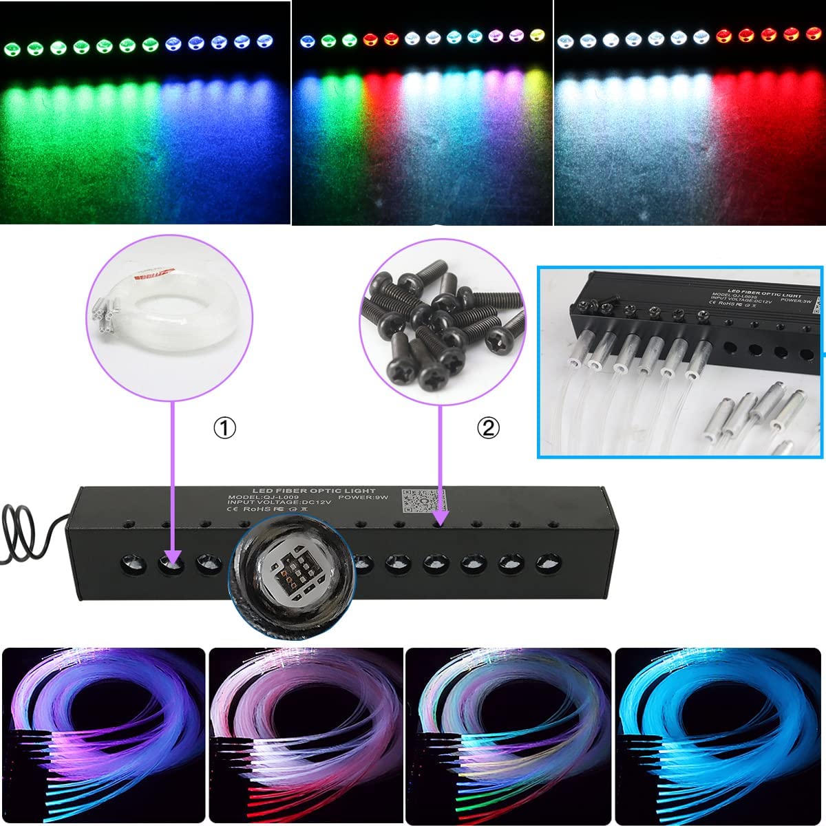 Smart Dual Color 2*10W Bluetooth Twinkle Rolls Royce Ceiling Star Lights with RGB Shooting Stars for Car Truck's Headliner