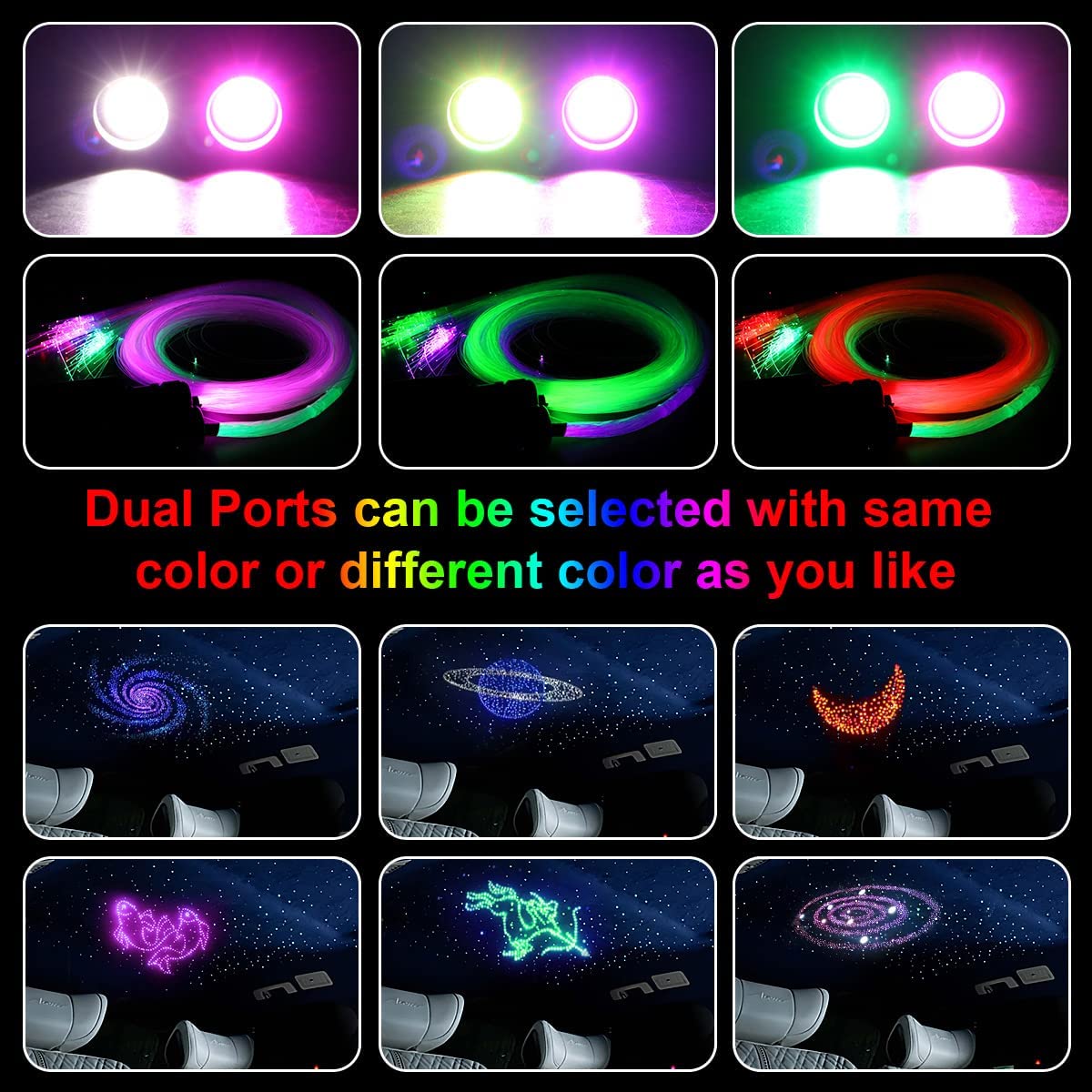 2*16W Dual Color Fiber Optic Star Ceiling Kit for Car Truck & Home Theaters with Bluetooth App/Remote Control