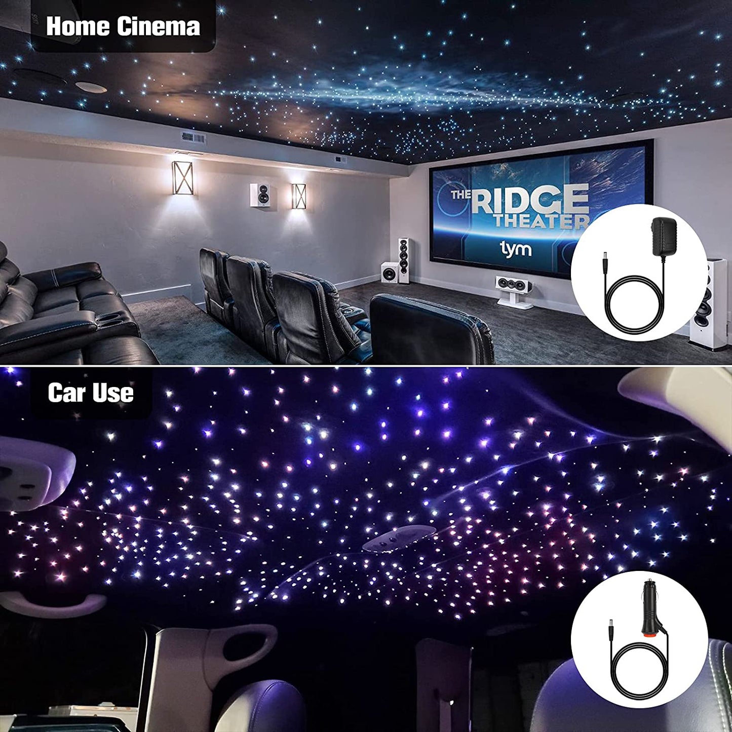 32W RGBW Twinkle Fiber Optic Lights for Car Truck & Home Theater with Bluetooth App & Sound Control