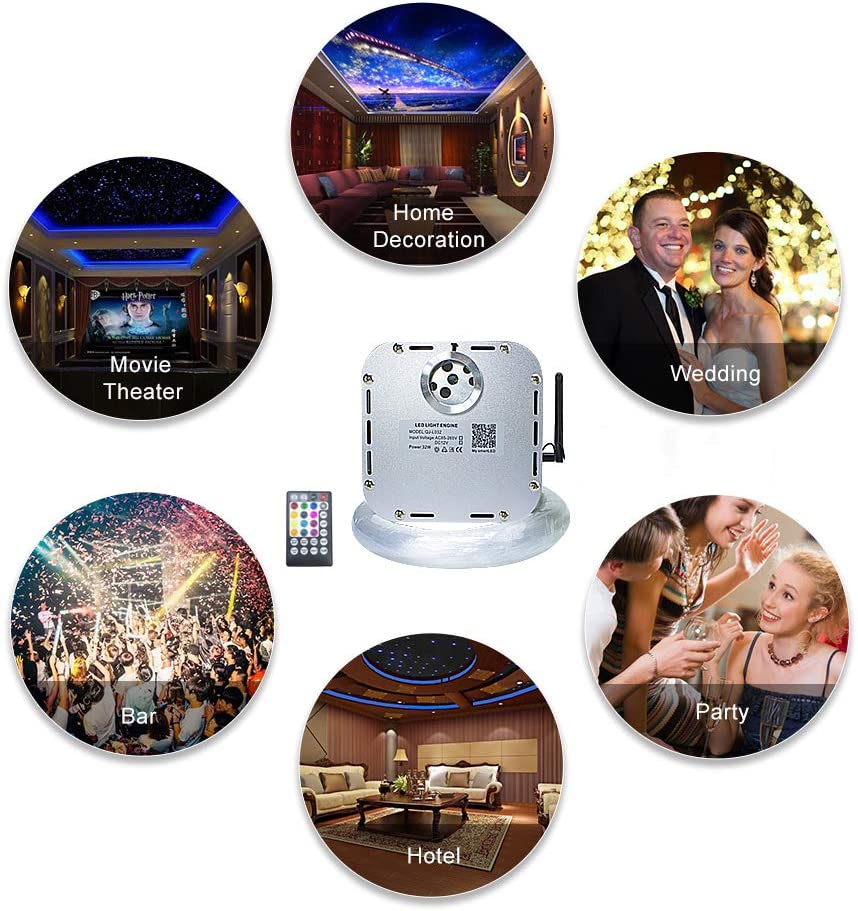 32W RGBW Twinkle Fiber Optic Lights for Car Truck & Home Theater with Bluetooth App & Sound Control