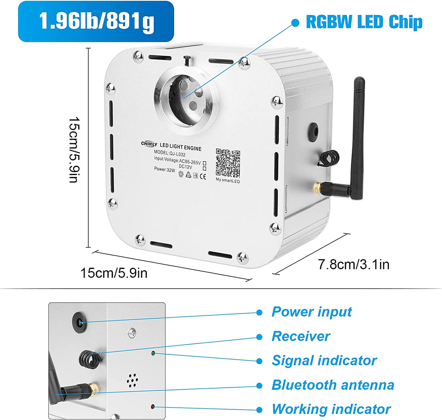 32W RGBW Twinkle Fiber Optic Lights for Car Truck & Home Theater with Bluetooth App & Sound Control