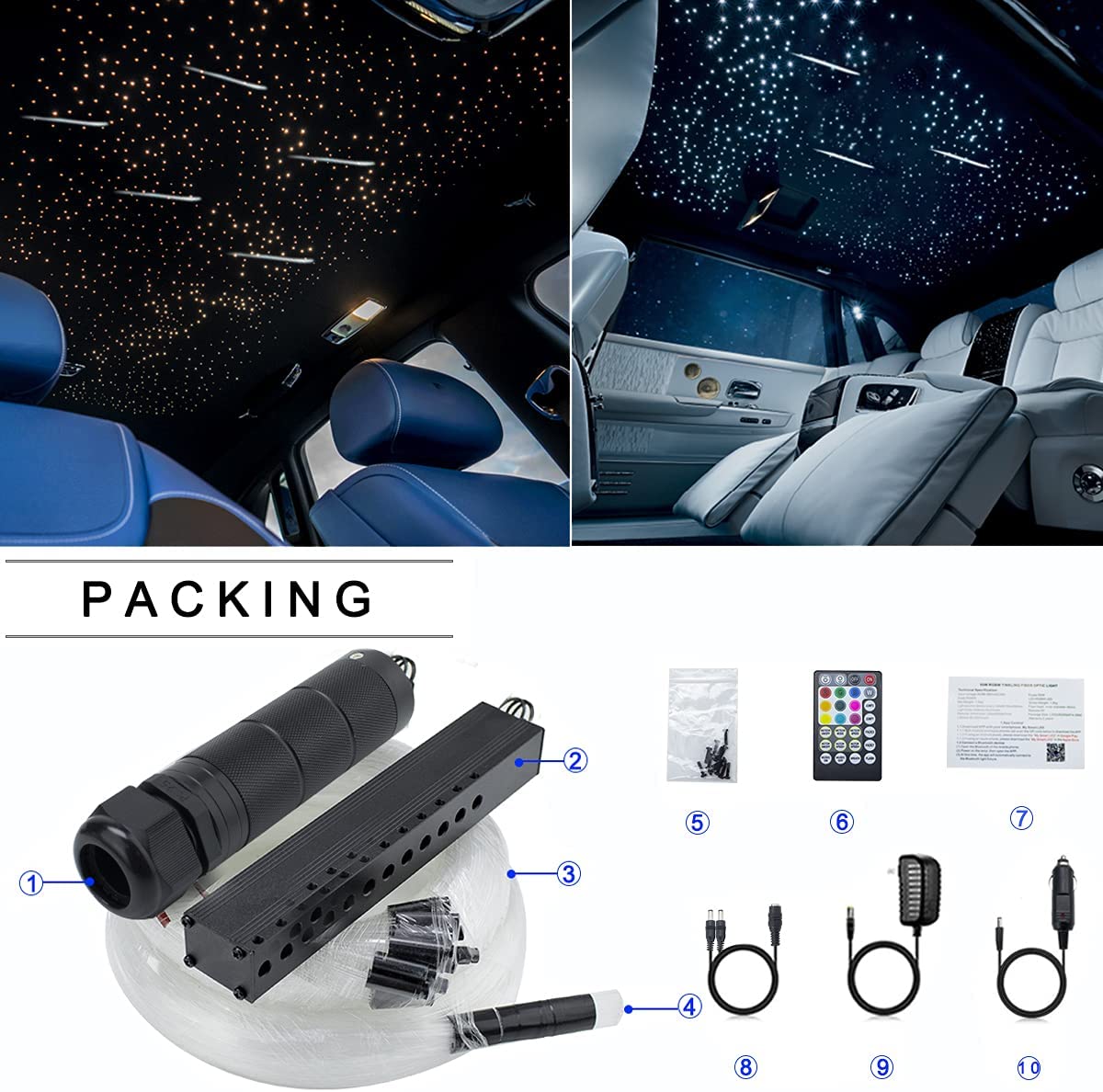 6W RGB Color Changing Rolls Royce Ceiling Lights with Bluetooth App/Remote Control & Music Activated
