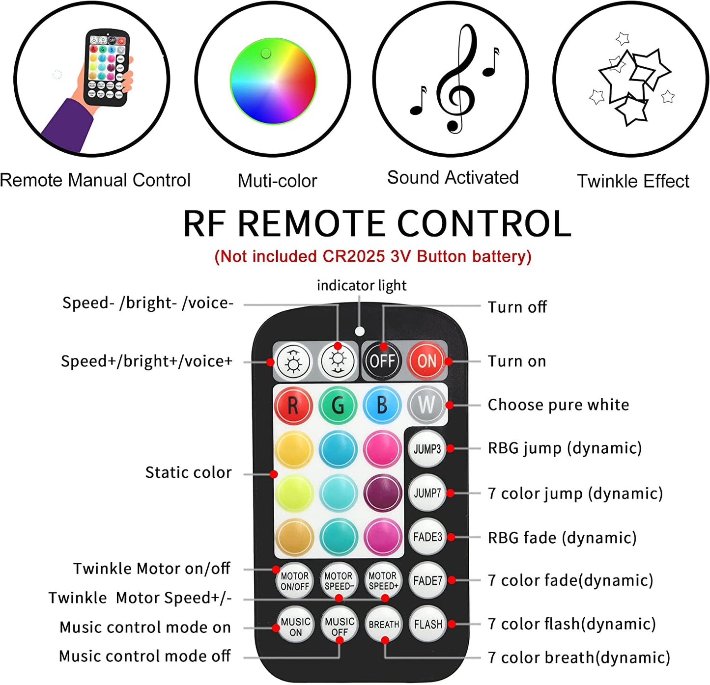 Smart 16W Rolls Royce Star Roof Lights for Car Truck SUV with Bluetooth App/Remote Control