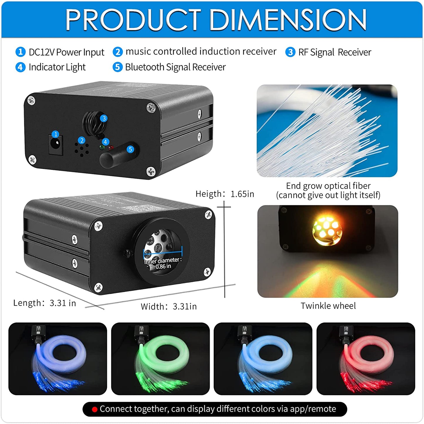 Smart 16W Rolls Royce Star Roof Lights for Car Truck SUV with Bluetooth App/Remote Control