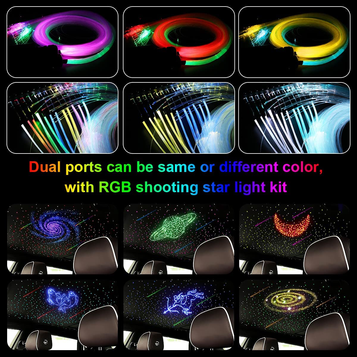 2*16W Dual Color Fiber Optic Star Ceiling Kit for Car Truck & Home Theaters with Bluetooth App/Remote Control