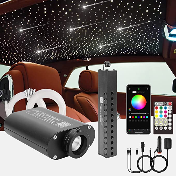 16W RGBW Bluetooth Starlight Roof Kit with Shooting Stars for Car Truck with Sound Activated & Remote Control | RollsRoyceStarRoofLights.com