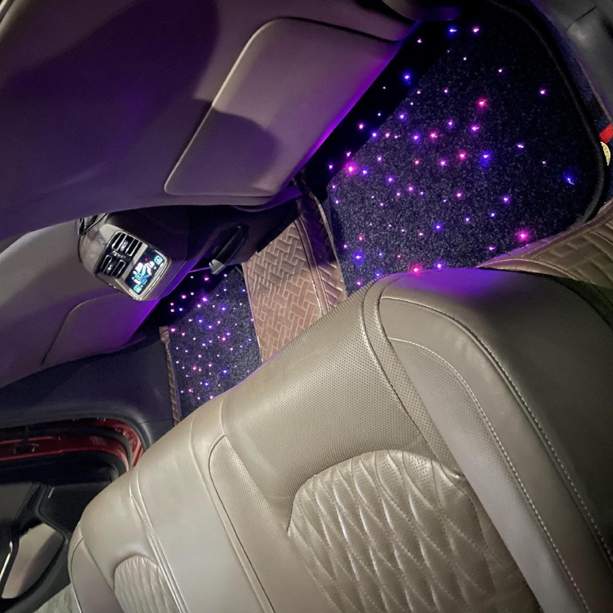 SANLI LED 2pcs RGBW Starlight Car Mats with APP Control & Remote Control for Car Truck SUV. Universal Fit Starlight Floor Mats for Car Front Row