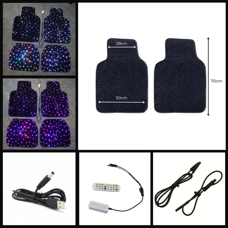 SANLI LED 2pcs RGBW Starlight Car Mats with APP Control & Remote Control for Car Truck SUV. Universal Fit Starlight Floor Mats for Car Front Row