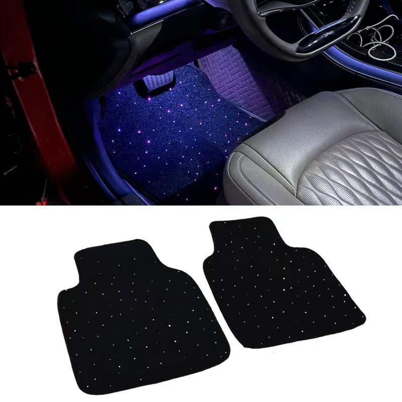 SANLI LED 2pcs RGBW Starlight Car Mats with APP Control & Remote Control for Car Truck SUV. Universal Fit Starlight Floor Mats for Car Front Row