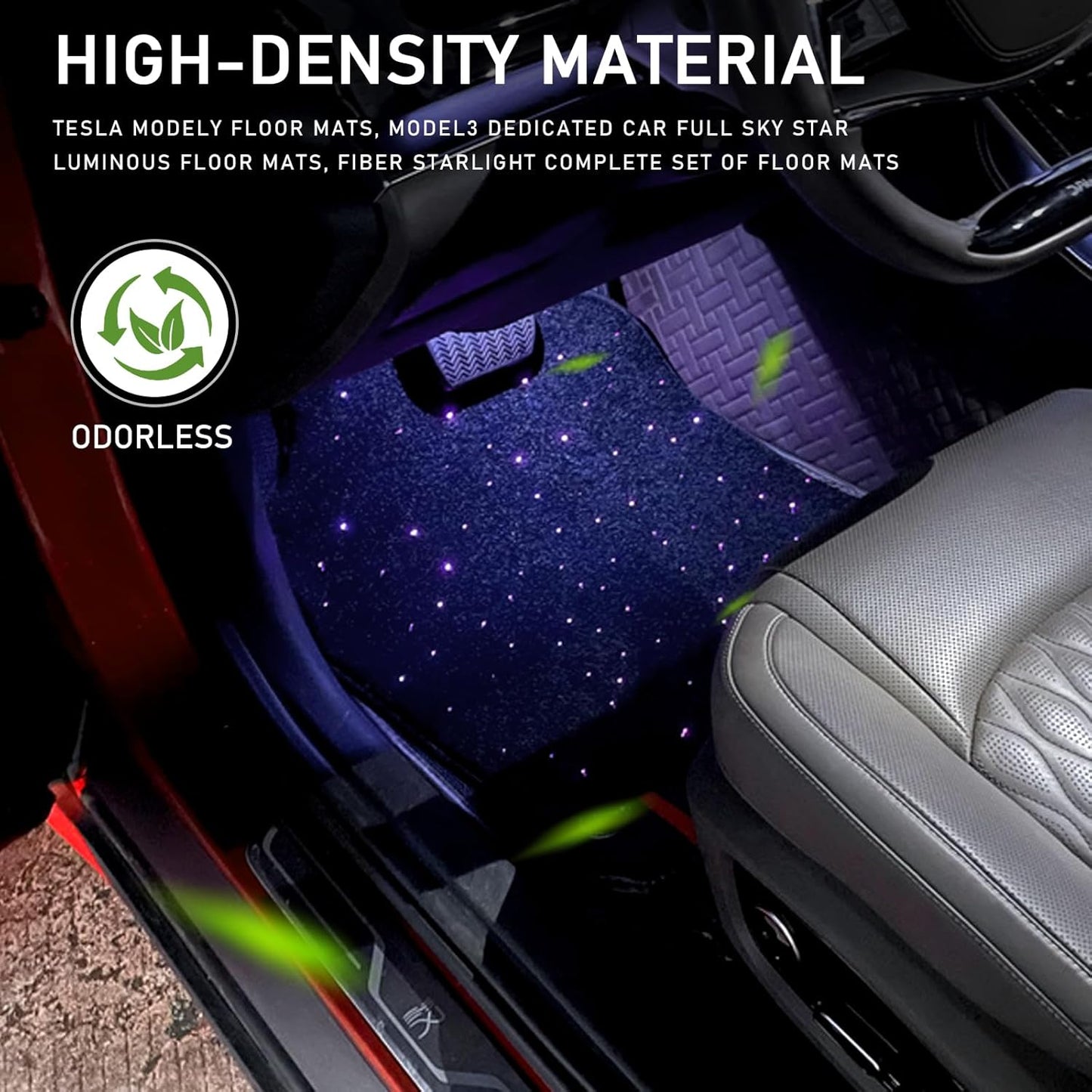 SANLI LED RGBW Tesla Starlight Car Mats with APP Control & Remote Control. Only for Tesla Model Y & Model 3 - Waterproof Washable