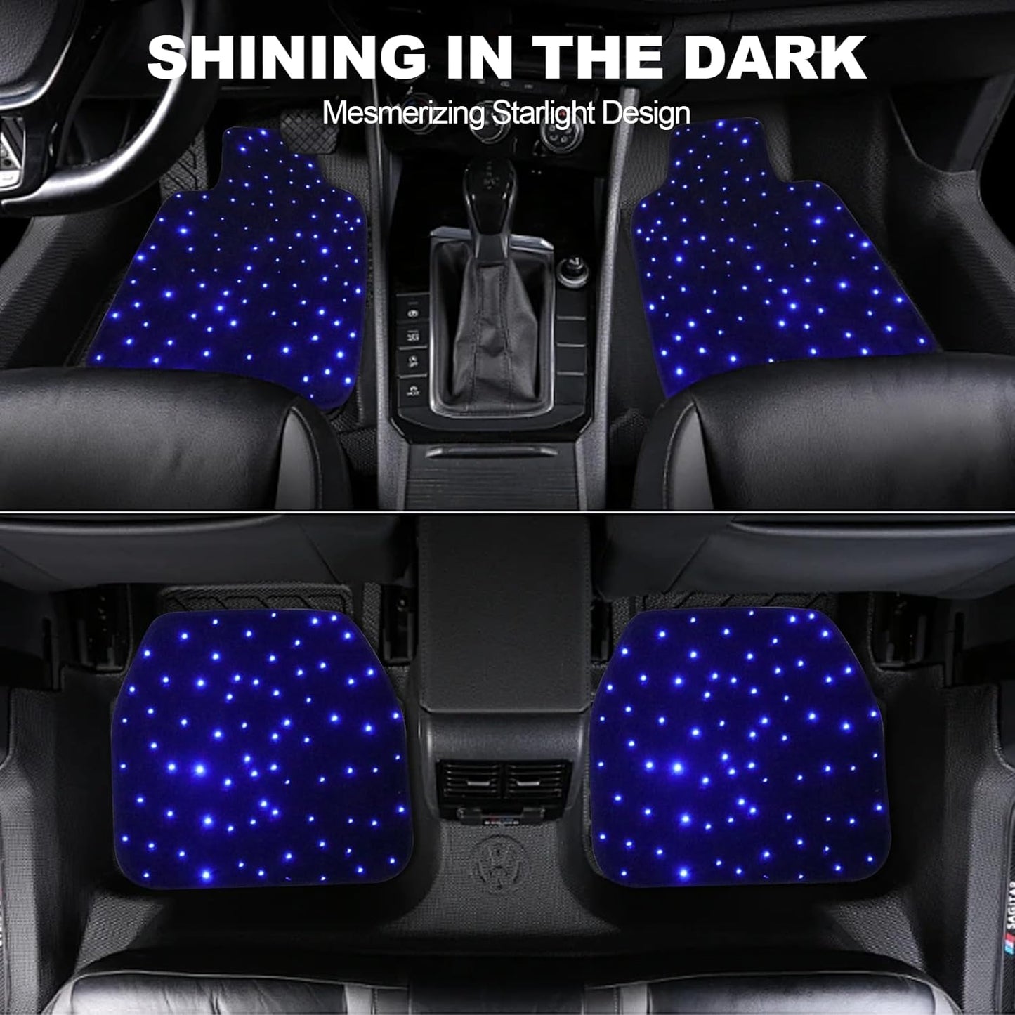 SANLI LED 4pcs RGBW Starlight Car Floor Mats with APP Control & Remote Control for Car Truck SUV. Universal Fit Starlight Car Mats - Waterproof Washable