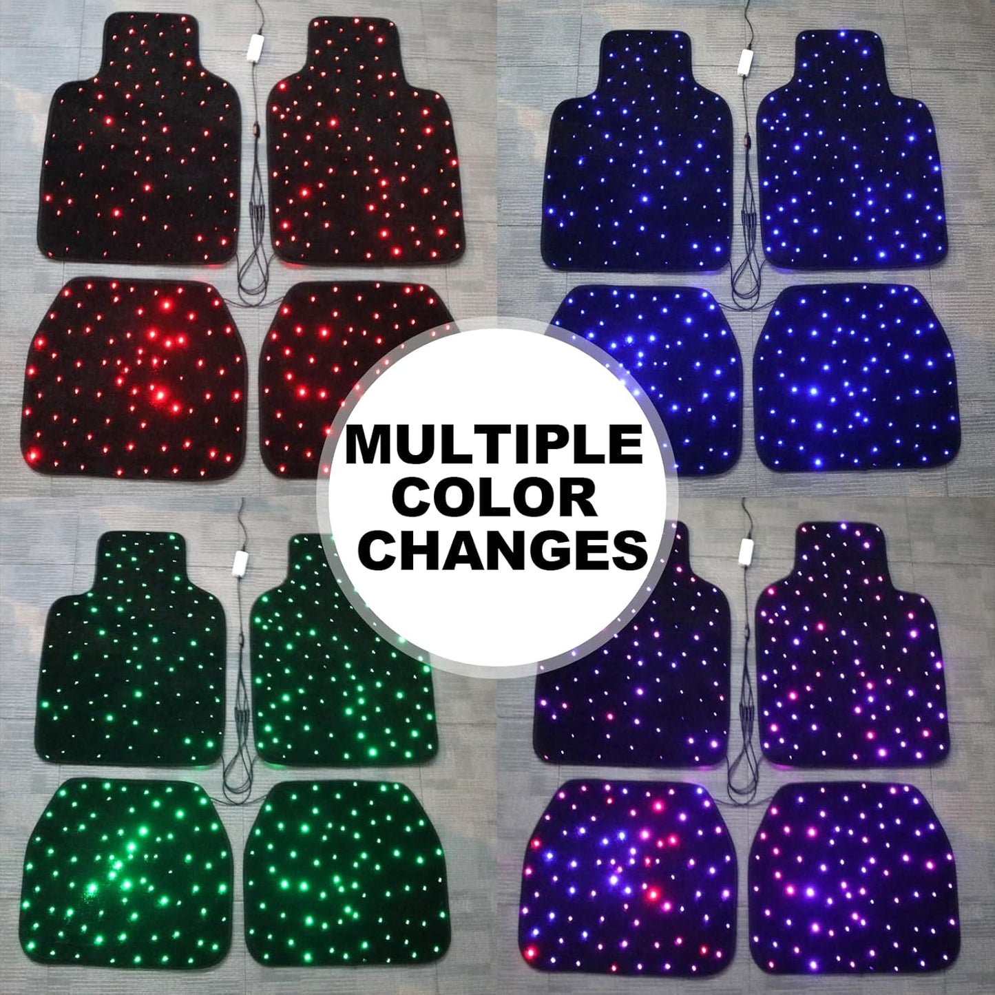 SANLI LED 4pcs RGBW Starlight Car Floor Mats with APP Control & Remote Control for Car Truck SUV. Universal Fit Starlight Car Mats - Waterproof Washable