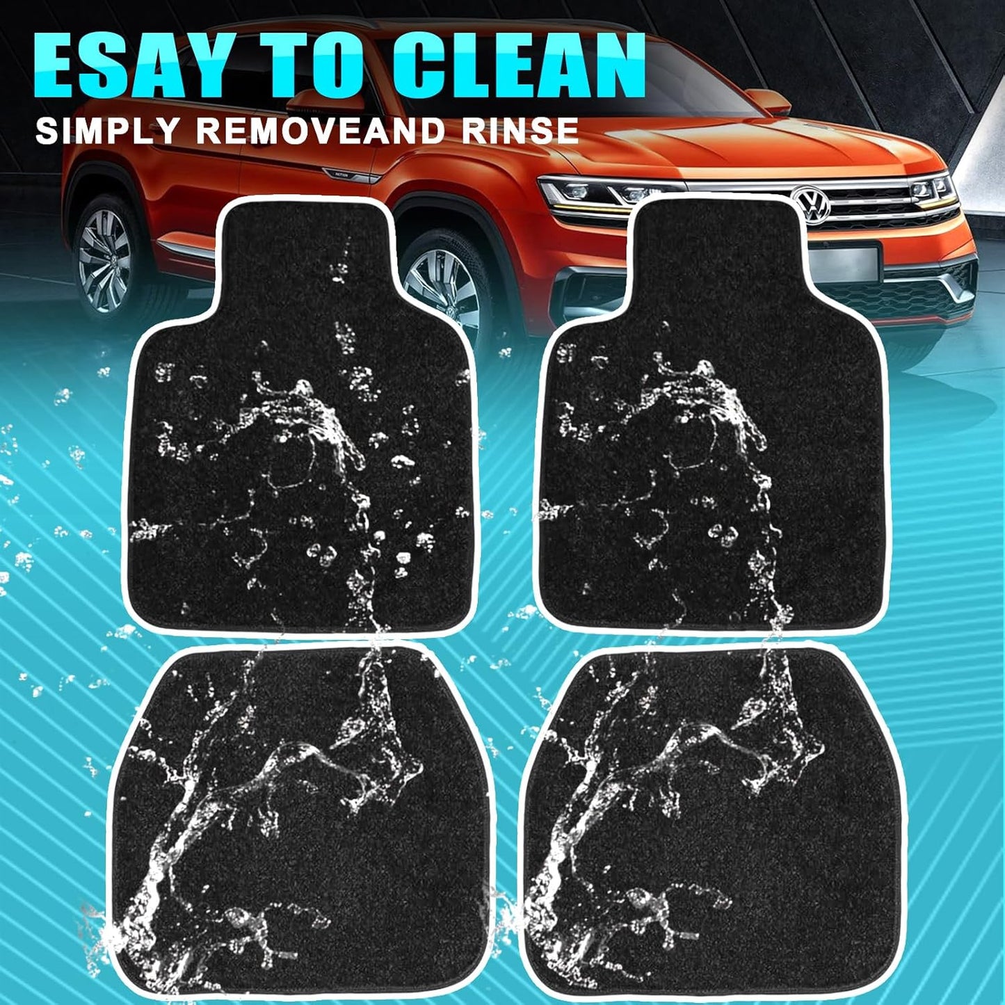 SANLI LED 4pcs RGBW Starlight Car Floor Mats with APP Control & Remote Control for Car Truck SUV. Universal Fit Starlight Car Mats - Waterproof Washable