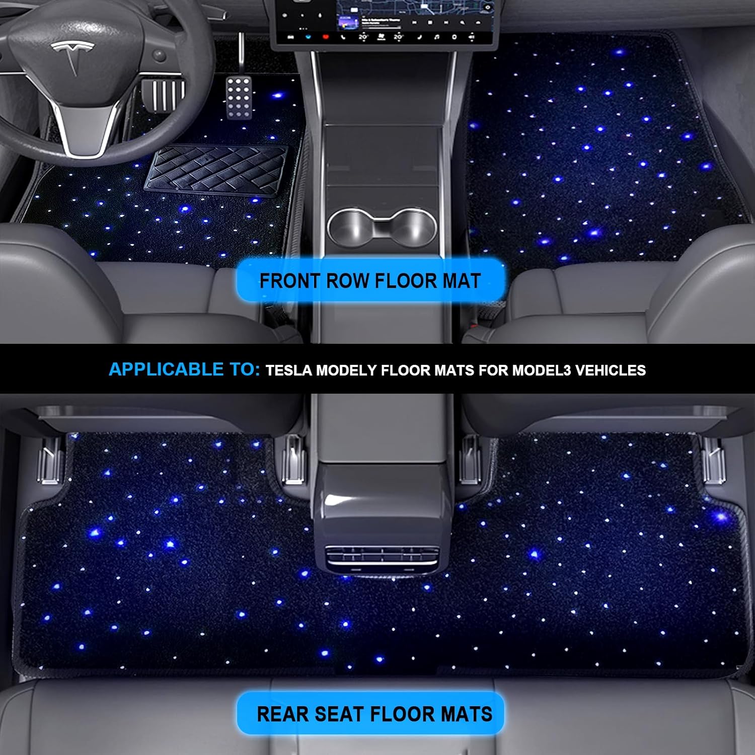 SANLI LED RGBW Tesla Starlight Car Mats with APP Control & Remote Control. Only for Tesla Model Y & Tesla Model 3 - Waterproof Washable | Chinly.shop