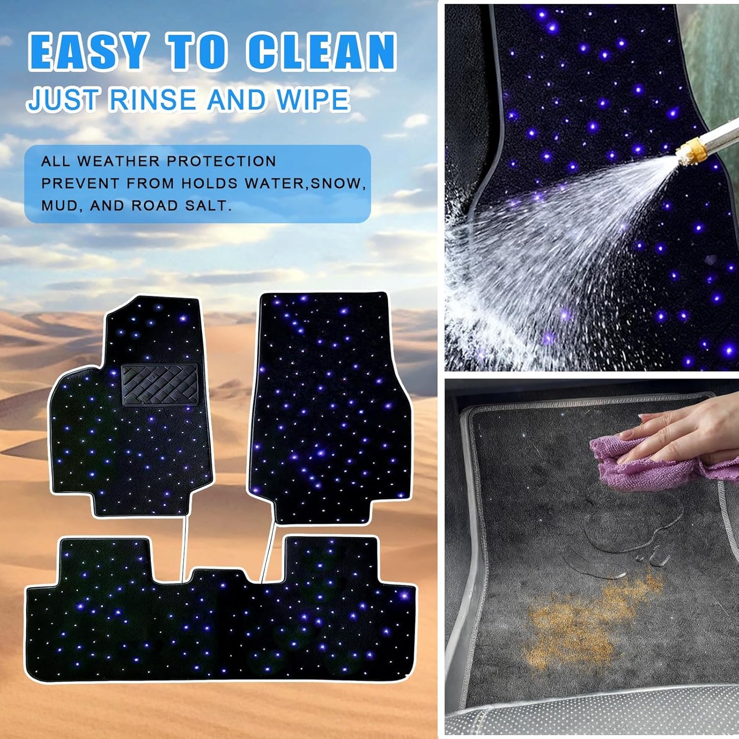 SANLI LED Waterproof Washable RGBW Tesla Starlight Car Mats with APP Control & Remote Control. Only for Tesla Model Y & Tesla Model 3  | Chinly.shop