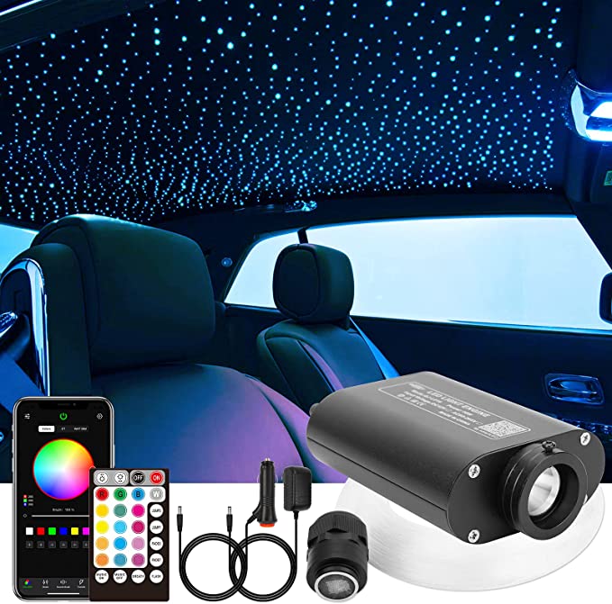 16W RGBW Bluetooth Starlight Roof Kit for Car Truck with Sound Activated & Remote Control | RollsRoyceStarRoofLights.com