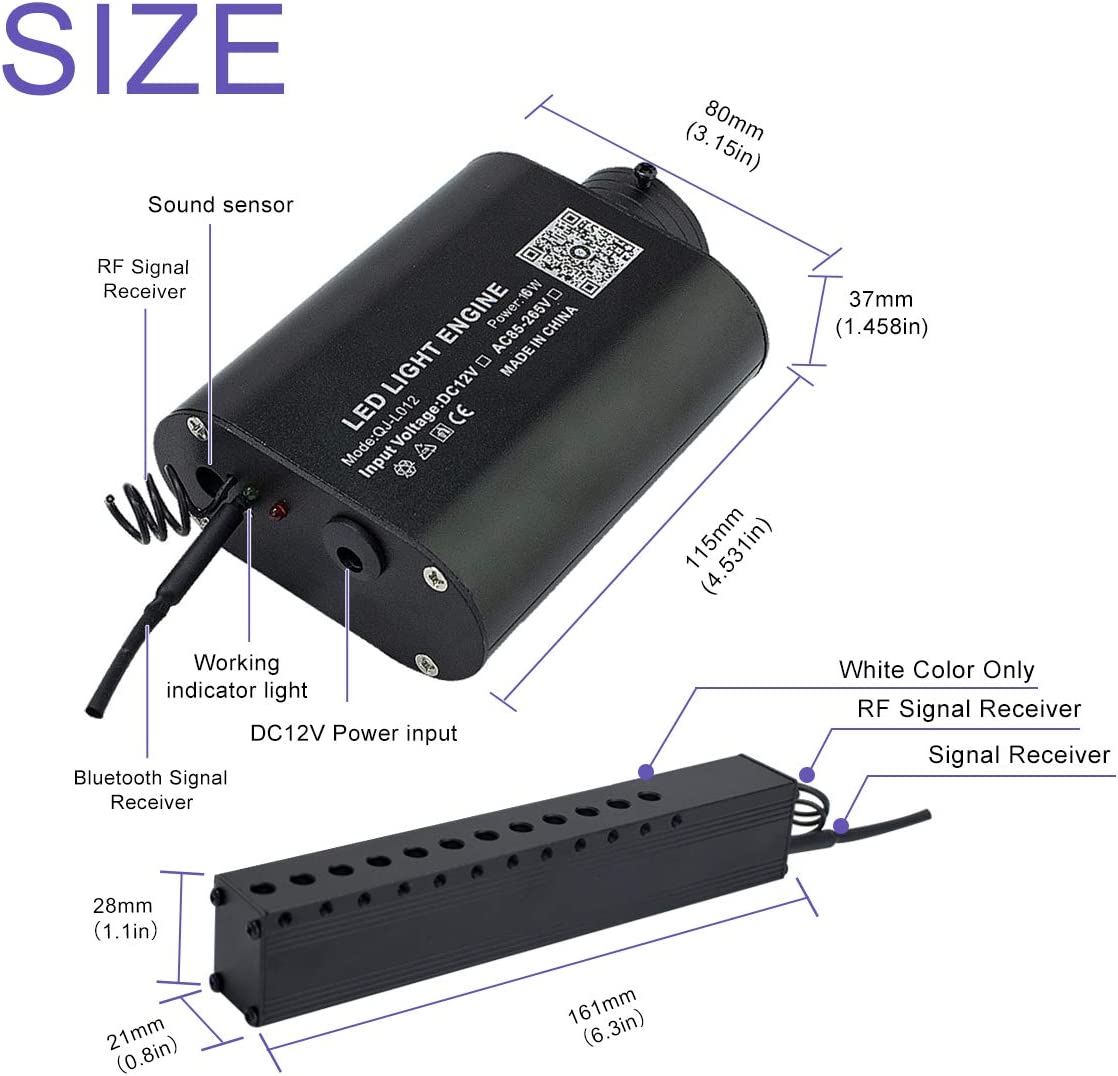 16W RGBW Bluetooth Starlight Roof Kit for Car Truck with Sound Activated & Remote Control