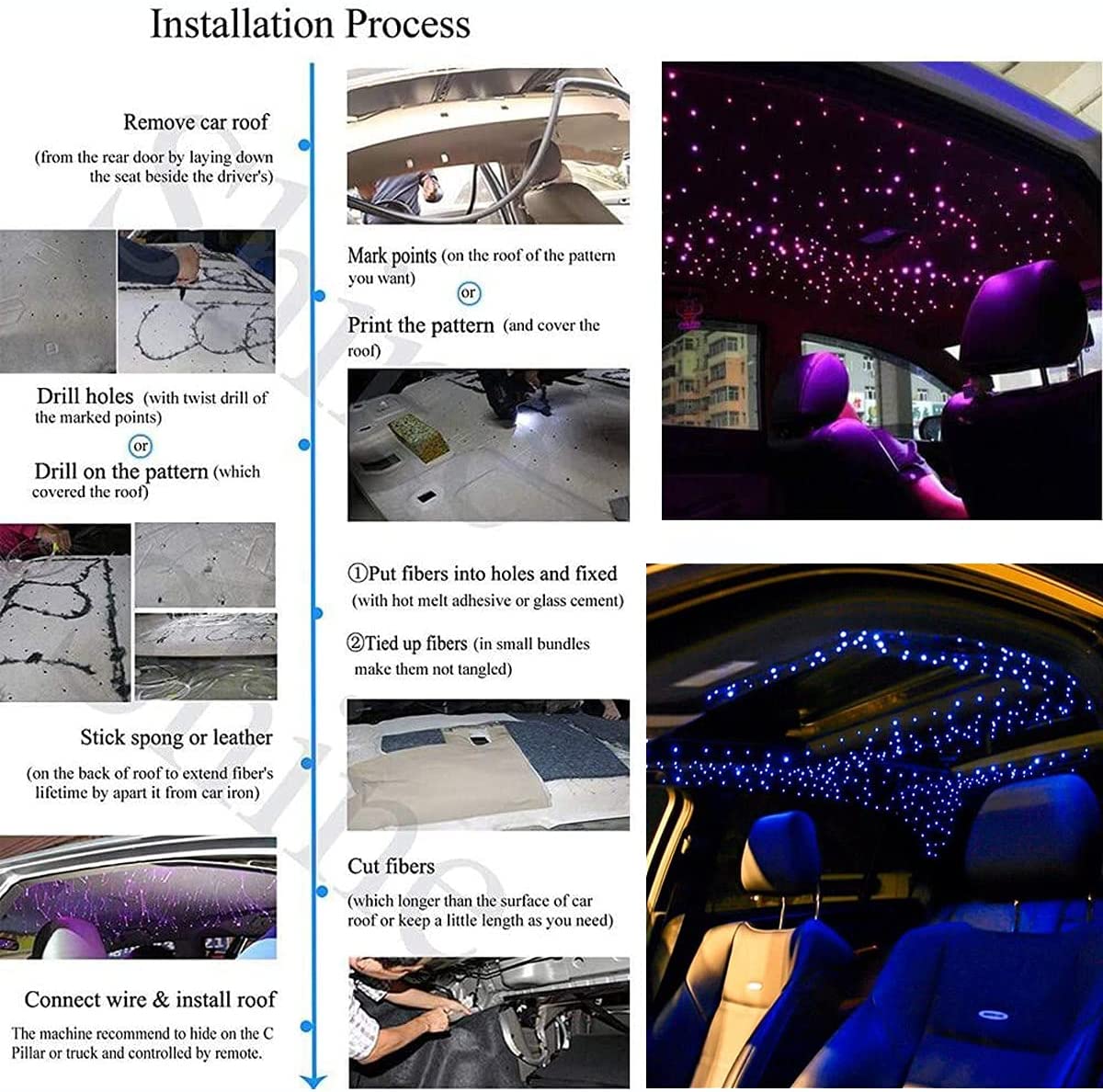 6W RGB Color Changing Rolls Royce Ceiling Lights with Bluetooth App/Remote Control & Music Activated